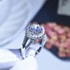 Pierścienie klastra s925 srebrne srebrne 3 s vs1 biżuteria moissanite pierścionka kobiety ślub 925 Birthstone Anel Box