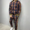Men's Tracksuits Plaid Printed Loose Suit Couple Clothes Fashion Tracksuit Grey Fullset Black Pink Faded Full Set