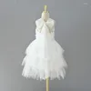 Abiti da ragazza Nati per ragazze Abito in tutù di pizzo per bambini Incrociato sul retro Abbigliamento da principessa Abito da festa Bambini Adorabile moda Vestido Costume