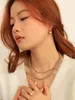 Anhänger Halsketten Champagner Perle Instagram Vintage Runde Hochglanz Kragen Halskette für Frauen