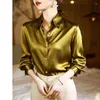 Bluzki damskie 2024 Koreańska koszula eleganckie koszule biurowe Momi Silk Crepe Satin Business Business Top Blusas Estampadas