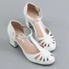 Pu Hollow Highheeled Shoes Package Head Sandaler Kvinna 2023 Summer Rom tjock med botten Sjuk kjol 240202