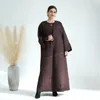 Roupas étnicas outono inverno grosso abaya para mulheres muçulmano longo robe morcocco kaftan manga de cor sólida abayas dubai árabe saudita 2024