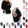 Kobiet bluzy z kapturem Zwyciężona bluza delikatne, swobodne bluzy na szyję długie rękawy Modne wydrukowane pullover zestaw ropa para mujer