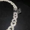 Partihandel Moissanite Cuban Chain Hip Hop Jewelry Iced Out Diamond S925 SLIVER 12mm Bredd Miami Link