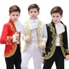 Boys European Style Court Drama Costume Children Golden Flower Stage Prince Charming Performance Clothing Set Kids Blazer Pants 240122