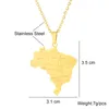 Pendentif Colliers Carte du Brésil avec collier de ville en acier inoxydable pour femmes hommes or argent couleur charme mode cartes du Brésil bijoux cadeaux