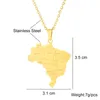 Hanger Kettingen Brazilië Kaart Met Stad Ketting Roestvrij Staal Voor Vrouwen Mannen Goud Zilver Kleur Charm Mode Brazilië Kaarten Sieraden Geschenken