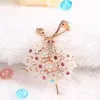 Brooches Luxury Crystal Brooch Ballerinas Dancer Breastpin Colorful Flower Alloy Plated Women Girls Gift