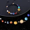 Strand Fashion Solar System Armband Universe Nine Planets Natural Stone Elastic Travel för att fira födelsedagspresenter