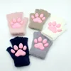 Lolita Cosplay Cat Claw Gloves Fashion Silicone Fingerless Plush 3D Toes Cat Paw Hand Sleeves Knitted Kitten Mittens Supplies240125