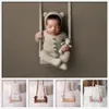 born Pography Prop Wooden Swing Vintage Posing Swing Macrame Boho Children Shootsession Posing Fotografia Bebe Accessories 240118