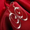 Dangle Earrings Classic Luxury 925 Sterling Silver Three Circle Drop for Woman Fashion Lady Brands Jewelryエレガントなクリスマスプレゼント