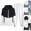 Tracksuits masculinos e mulheres primavera outono roupas correndo casais cor correspondência esportes terno casual casaco com capuz sweatpants