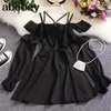 Casual Dresses Spring Fahsion Women Sexy Off The Shoulder Hollowing Out Strapless Dress Ladies Puff Sleeve Spaghetti Strap Slim