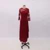 Vestido de dama de honra vintage para mulheres longo renda sheer em torno do pescoço meados de manga vestidos de mujer roupas femininas vestidos de festa de aniversário 240126