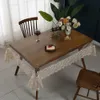 PVC Tablecloth Embroidery Lace Transparency PVC table cloth Waterproof Oilproof Kitchen Dining table cover for rectangular table 240123
