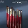 Chichodo Makeup Brush-Luxurious Red Rose Series-valda naturliga djurhårögonbrödor Setprofessionella ögonmake-penselverktyg 240127