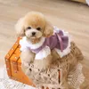 Hundkläder handgjorda vinterkläder husdjur levererar spets kjol ullrock klänning varm päls krage ljus mjuka eleganta tillbehör för pudel