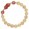 Bracelet Pi Xiu blond naturel à brins, dessin d'argent et changement de chance, fraise légère, luxe pour fille, Citrine