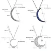 Hängen Zemo Real 925 Silver Moon Halsband Kvinna Blue Zirconia Crescent Pendant For Women Girls Charm Gift Jewelry
