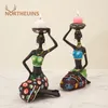 Northeuins resina mulher preta castiçal estatuetas africano decoração exótica castiçal estátua mesa de jantar topo decoração objetos 240130