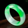 Cluster Rings Natural Green Jade Ring Women Fine Jewelry Accessories Genuine High Grade A Myanmar Jadeite Burma Jades Bands Mujer