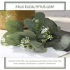 Fleurs décoratives 10 pièces, fausses feuilles d'eucalyptus, fausses feuilles vertes pour mariage, décor en plastique