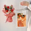 INS Crochet Flower Buket Mezuniyet Handkledited Çiçekleri Işık Doğum Günü Sevgililer Günü Hediyeleri 240131