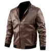 Solid Color leather jacket Men Bomber Coat Zipper Faux Leather Winter Coat Men Jacket chaquetas hombre 240124