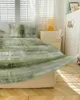 Bed Skirt Oil Painting Abstract Grass Green Elastic Fitted Bedspread With Pillowcases Mattress Cover Bedding Set Sheet