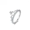 Pierścienie klastrowe Psj moda luksusowa biżuteria okrągłe cięcie cyrkon w kształcie platyny platynowe 925 srebro dla kobiet dziewczęta