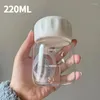 Butelki z wodą ins Korean 220 ml plastikowy mini kubek do kawy śniadanie butelka z sokiem z mlekiem z pokrywką podręczną kubki na zewnątrz