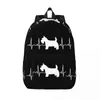 Zaino Scottish Terrier Dog Heartbeat Canvas Per uomo donna College School Student Bookbag Adatto a borse Scottie per laptop da 15 pollici