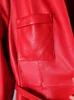 Nerazzurri Hoge kwaliteit rood zwart maxi pu lederen trenchcoat voor dames extra lange rok elegante overjas mode 5xl 6xl 7xl 240129