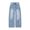 Jeans da uomo Baggy Casual Gamba larga Uomo Hip Hop Lavato Pantaloni vintage Moda Blu Dritto Jean Y2k Abbigliamento 2024