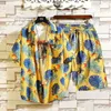 Men's Tracksuits Summer Suit Quick Drying Short Sleeved Floral Shirt Hawaiian Beach Couple Pair With Two-piece Wear Pants Outside