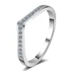 Anéis de cluster V Forma Moissanite Wedding Band S925 Sterling Silver 0.13 Branco D Cor Slim Fine Jewelry