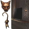 猫とマウスのドアノッカーノブ彫刻飾り玄関壁の家の庭の装飾壁吊り猫ヘッドクラフト240127