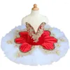 Stage Wear 2024 Rouge / Bleu Professionnel Ballet Tutu Enfant Enfants Filles Adulte Swan Lake Robe Femmes Pancake Ballerina Costumes De Danse Fête