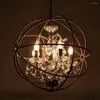 Lustres Rustique Orb Lustre Ferme Cuisine Île LED Bar Lumière Cristal Loft Rétro Noir Rond WF1027