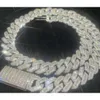 Säljer 15mmt Square 925 Silver Inset Moissanite Hip Hop Cuban Chain Mai Ah Secret Simulation Drill Collar