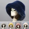 Boinas femininas chapéu na moda frio inverno senhoras balde boné colorido/cor sólida