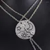 Pendentif Colliers 3 Pièces Rond Soleil Étoile Lune Collier Zircon Ami Pour Toujours Amitié BFF Hommes Et Femmes Charme Sautoirs