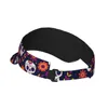 Basker Day of the Dead Skull and Flowers Summer Air Sun Hat Visor UV Protection Top Empty Sports Golf Running Sunscreen Cap