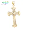 Charms Juya 18K Real Gold Plated Cz Copper Christian Cross för DIY Women Men Religious Rosary Talisman Pendant Jowerly Making