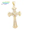 Charms Juya 18K Echt Verguld Cz Koper Christelijk Kruis Voor DIY Vrouwen Mannen Religieuze Rozenkrans Talisman Hanger Jewerly Maken