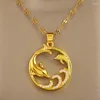 Pendant Necklaces Exquisite And Fashionable Round Mother-child Dolphin Zircon Necklace For Ladies Birthday Gift Christmas Friends