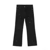 Men's Jeans Wear | Black Grey Retro Wash Personalized Speckled Ink Micro Ragged Edge Korean Fashion Edition For Men