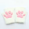 Lolita Cosplay Cat Claw Gloves Fashion Silicone Fingerless Plush 3D Toes Cat Paw Hand Sleeves Knitted Kitten Mittens Supplies240125